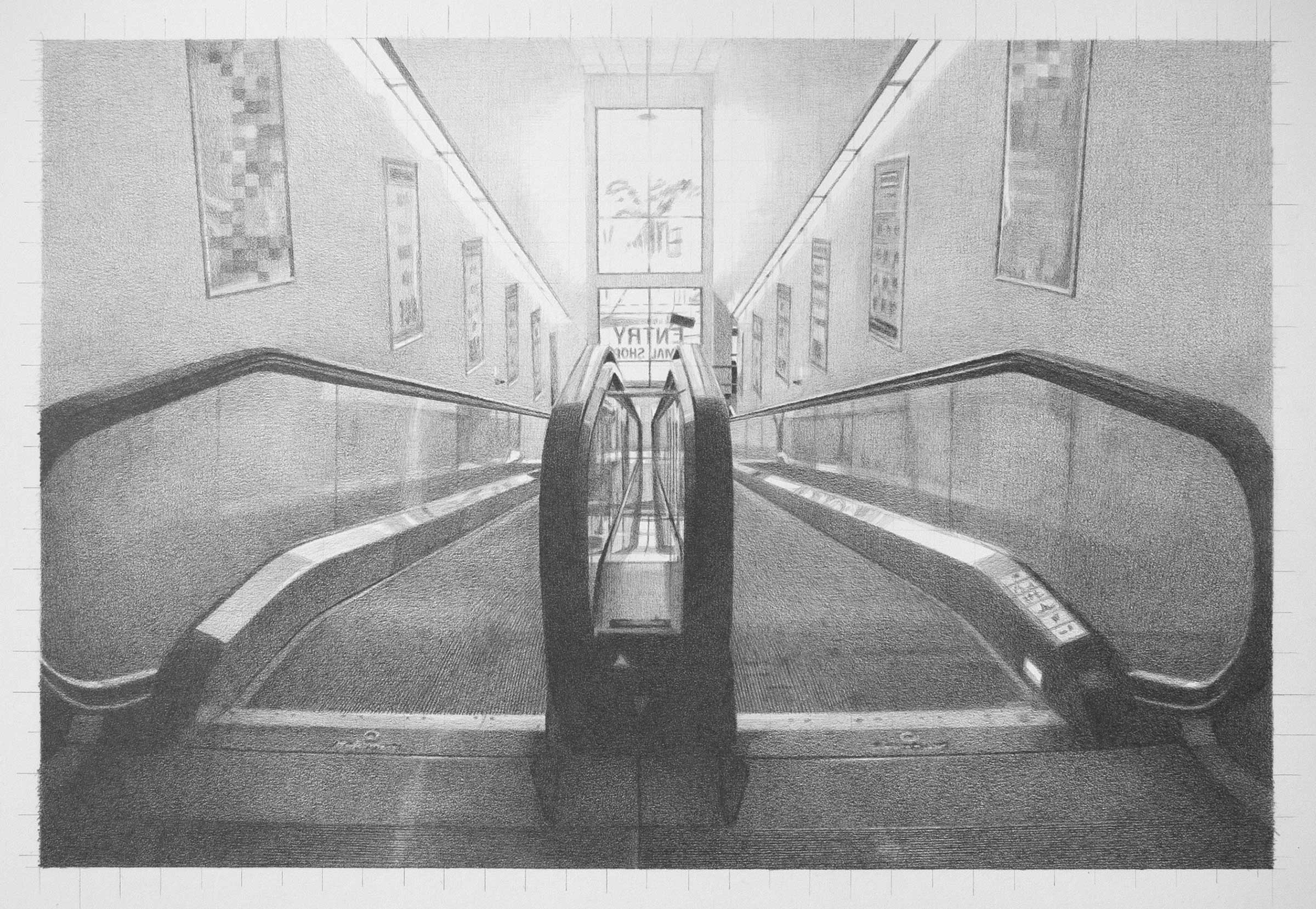 Travelator, 2009, graphite on paper, 20.3 x 30.3cm