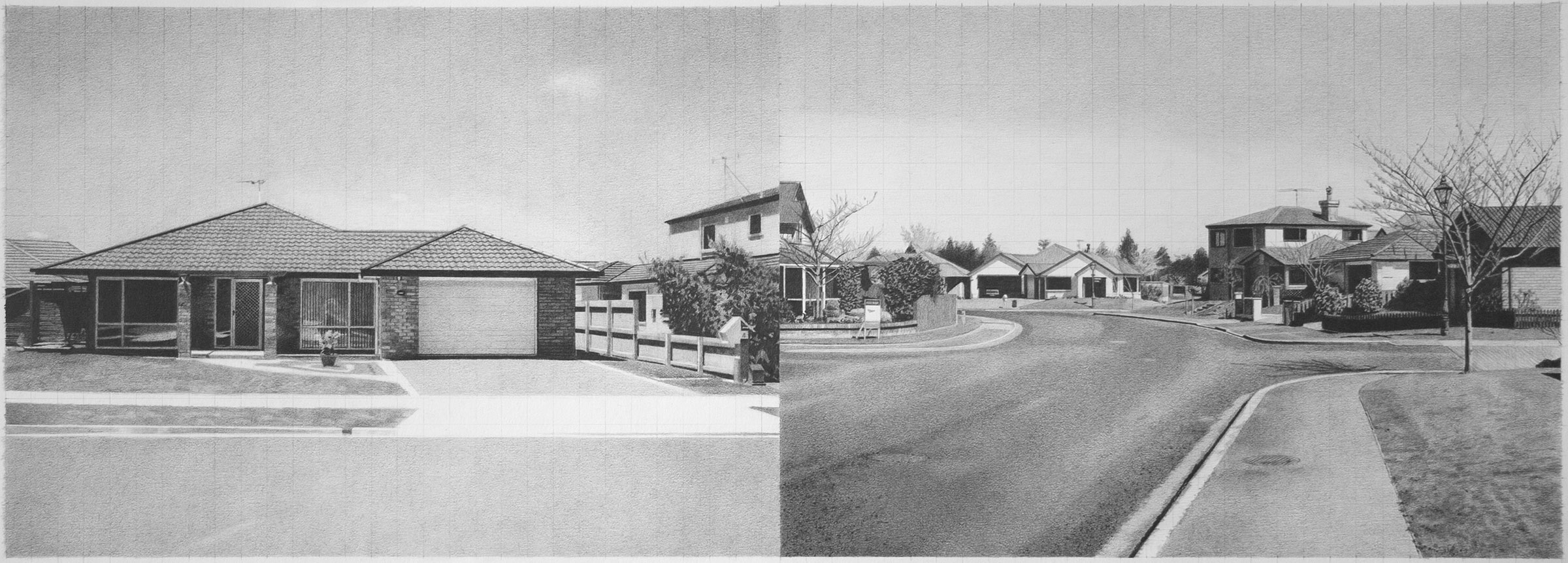 Sunny Days in Hamilton and Mosgiel, 2005, graphite on paper, 21 x 59.2cm