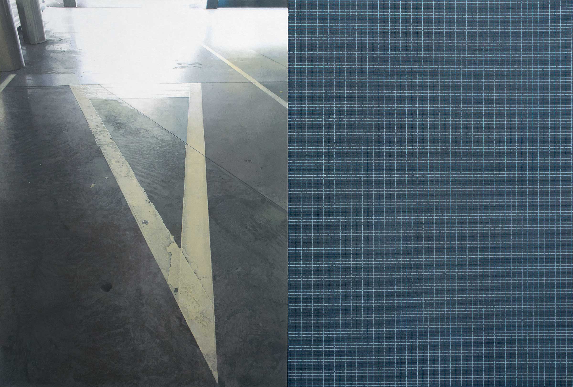 Concrete with Grid, 2016, acrylic on board, two parts, 69.5 x 104cm