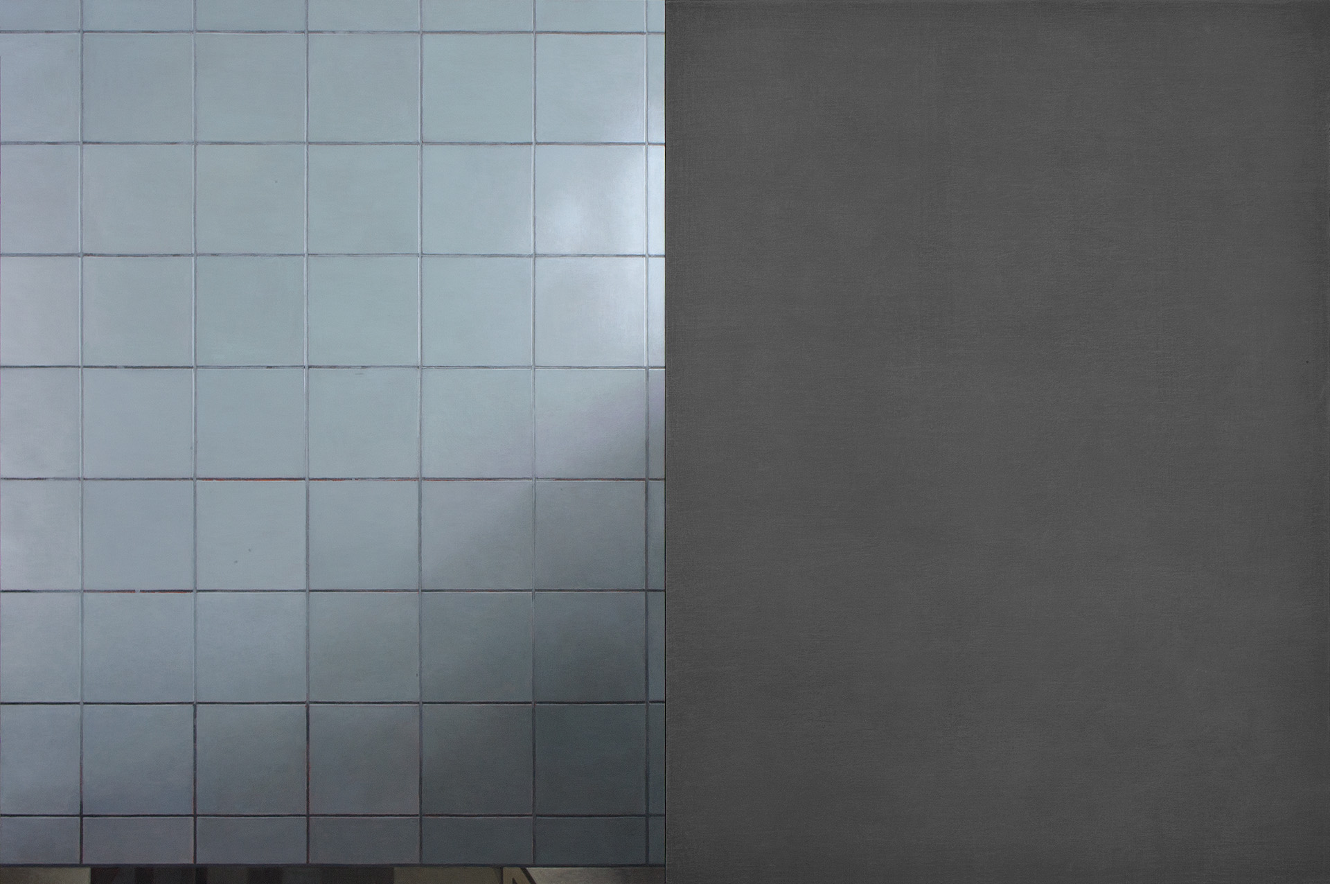  Tiles, Graphite, 2018, acrylic on aluminium composite panel (two panels), 695 x 1040mm 