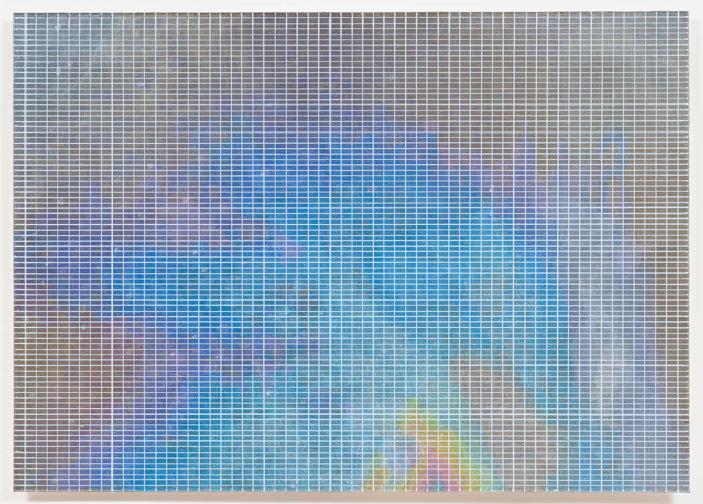 Oil Slick with Grid 2, 2020, acrylic on Bristol board, 22 x 31cm. Photo: Sam Hartnett