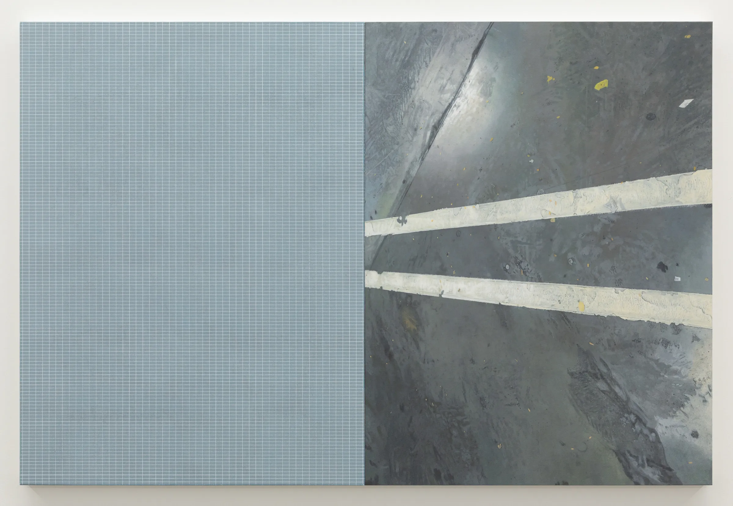  Concrete with Grid 2, 2016, acrylic on board, two parts, 69.5 x 104cm 