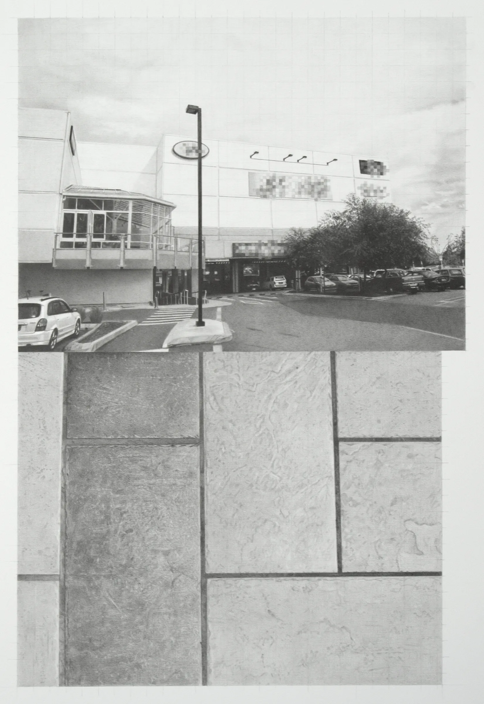 Mall, 2009, graphite on paper, 41.2 x 27.6cm 
