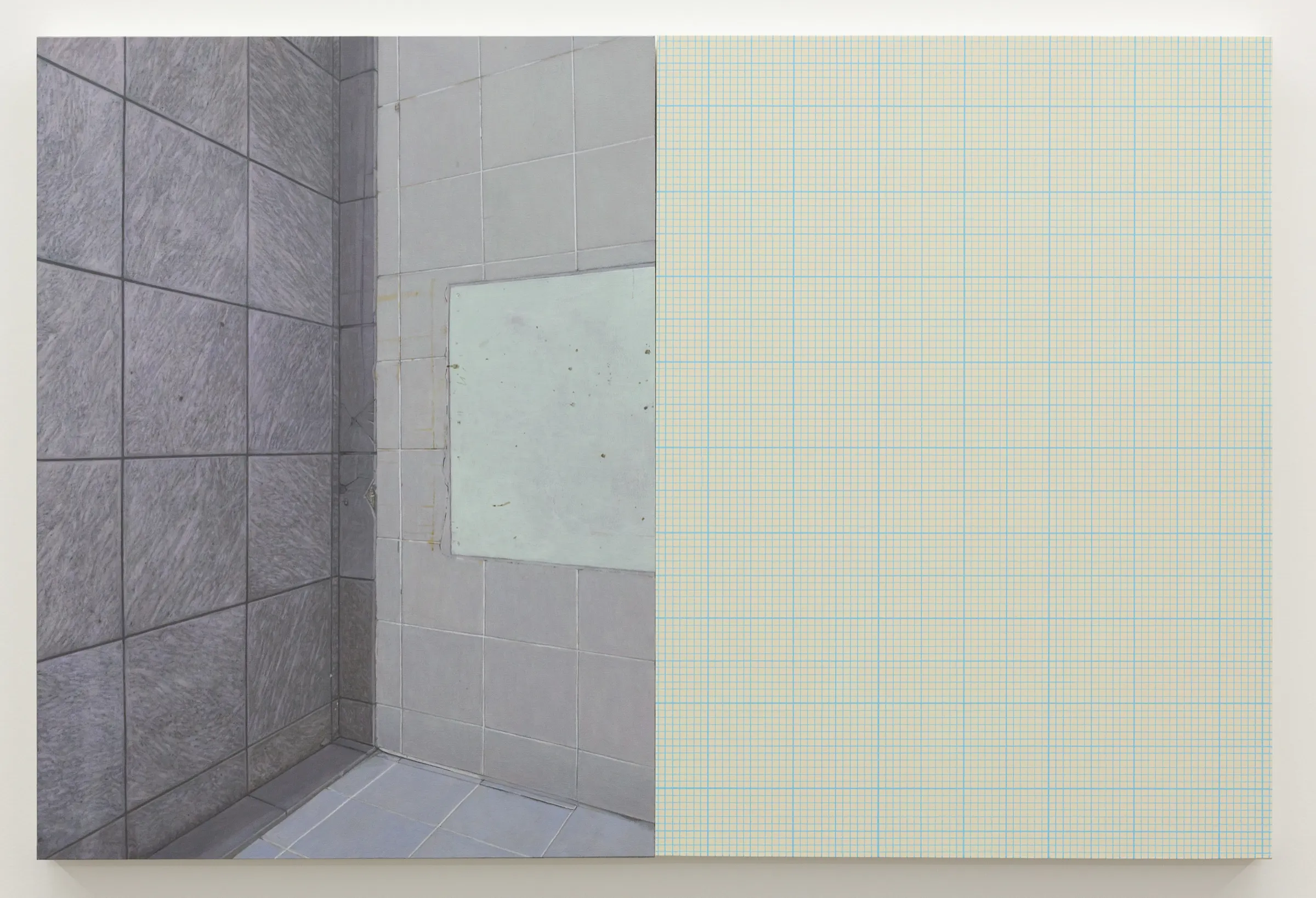  Tiles with Grid, 2016, acrylic on board, two parts, 58 x 87cm 