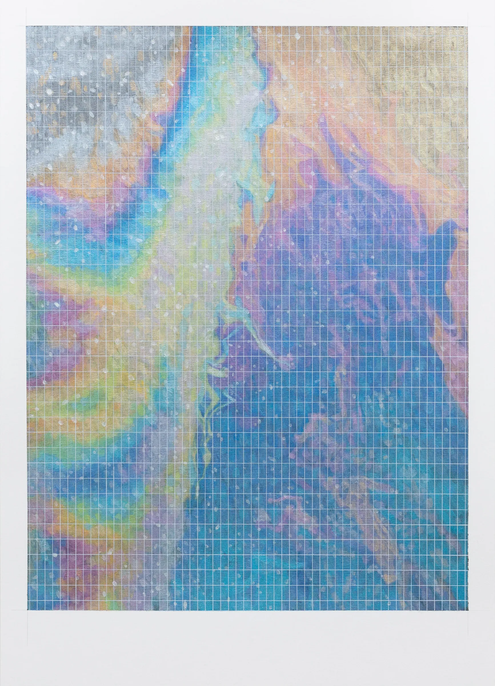  Oil Slick with Grid, 2020, acrylic on Bristol board, 38.3 x 28.5cm 