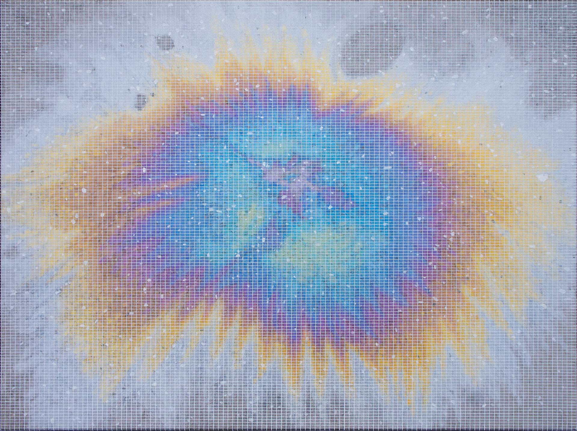 Oil Slick with Grid 6, 2022, acrylic on linen, 450 x 600mm